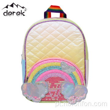 Mochila infantil acolchoada Backpack de desenho animado de arco -íris